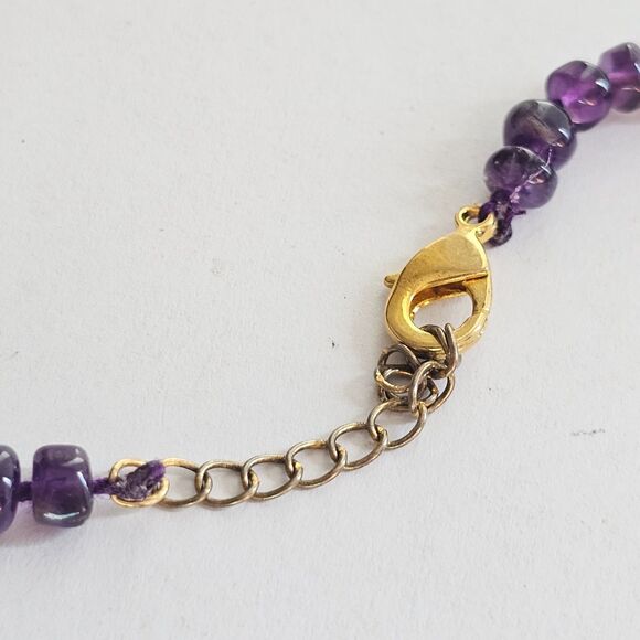 Natural Amethyst Bead Necklace Deep Purple Stone Graduated Nugget Statement - Picture 6 of 6